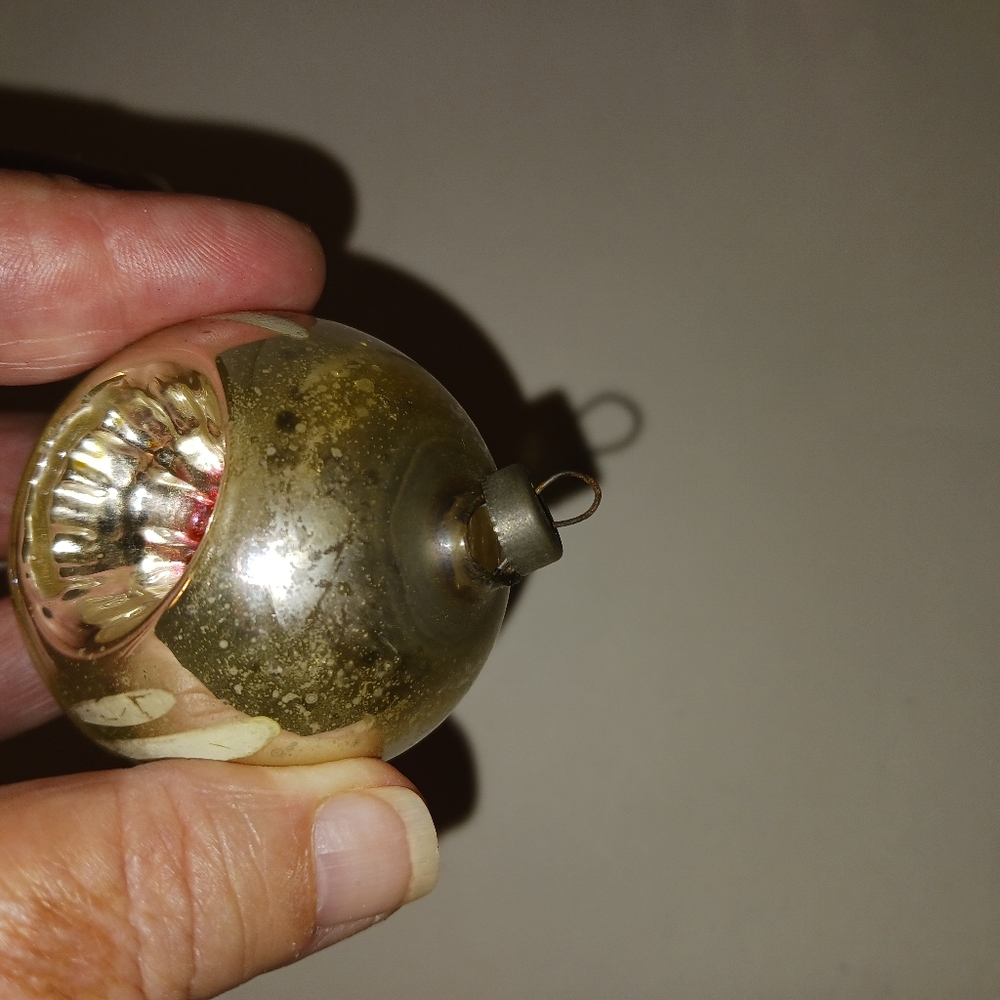 Christmas Ornaments Mercury Glass Mini Double Indent Spinning Tops Vintage - Picture 7 of 8